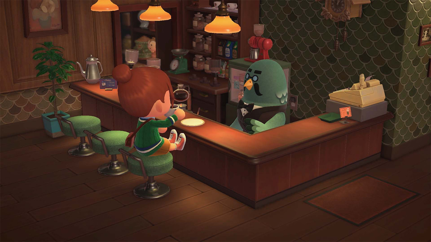 image of character  drinking in the in game cafe 'the roost'